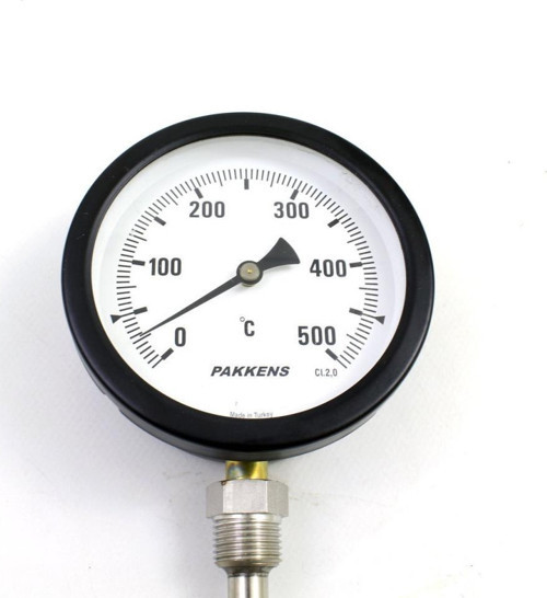 Termometre 0-500 °C Çap 100 mm Daldırma Boyu 10 cm Alttan Bağlantılı G 1/2 inç