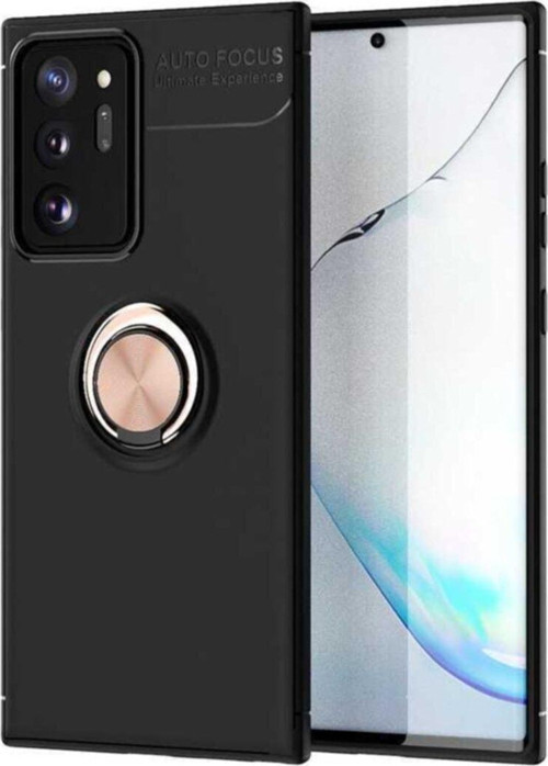 Samsung Galaxy Note 20 Ultra Kılıf Renkli Yüzüklü Manyetik Silikon Kapak Siyah - Rose gold