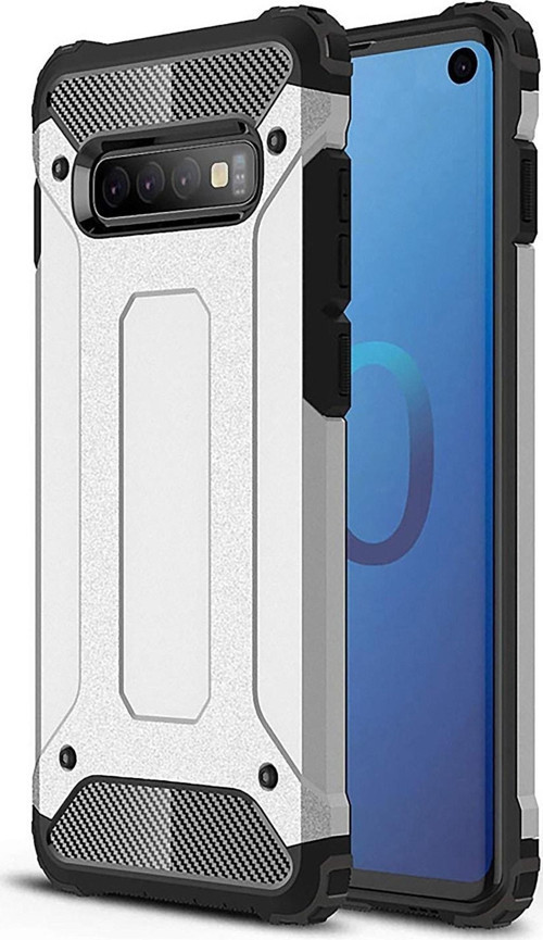 Samsung Galaxy S10 Kapak Çift Katmanlı Zırh Tank Kılıf - Gri