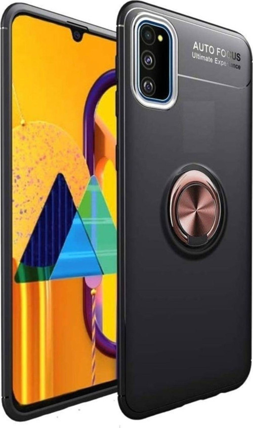 Samsung Galaxy S10 Lite Kılıf Renkli Yüzüklü Manyetik Silikon Kapak Siyah - Rose gold