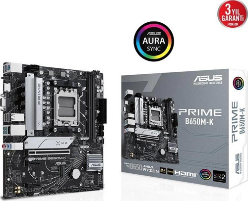 Prıme B650m-k Ddr5 6400mhz 1xvga 1xhdmı 2xm.2 Usb 3.2 Matx Am5 ( Amd Am5 7000 Serisi İ