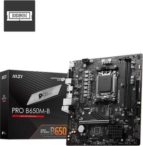Pro B650m-b Ddr5 6800mhz 1xvga 1xhdmı 1xm.2 Usb 3.2 Am5 Matx (amd Am5 7000 Serisi İle U