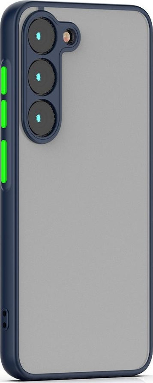 Samsung Galaxy S23 Plus Kapak Kamera Korumalı Kenarlı Renkli Düğmeli Arkası Mat Kılıf - Lacivert
