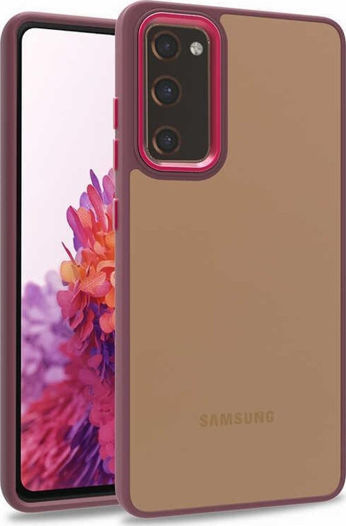 Samsung Galaxy S20 FE Kapak Metal Kamera Korumalı Arkası Şeffaf Silikon Kılıf - Kırmızı
