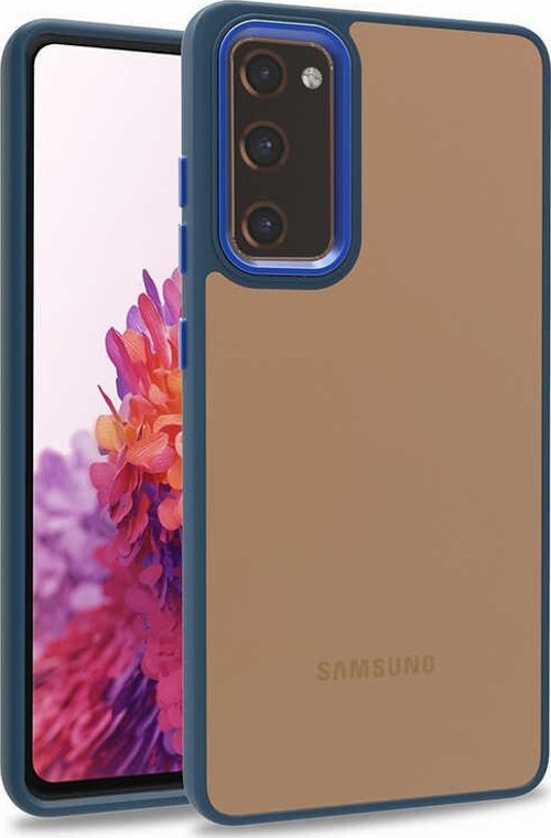 Samsung Galaxy S20 FE Kapak Metal Kamera Korumalı Arkası Şeffaf Silikon Kılıf - Mavi