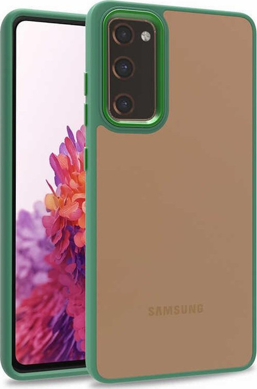 Samsung Galaxy S20 FE Kapak Metal Kamera Korumalı Arkası Şeffaf Silikon Kılıf - Yeşil