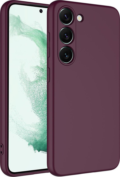 Samsung Galaxy S23 Ultra Kapak İçi Kadife Kamera Korumalı Lansman Silikon Kılıf - Mürdüm
