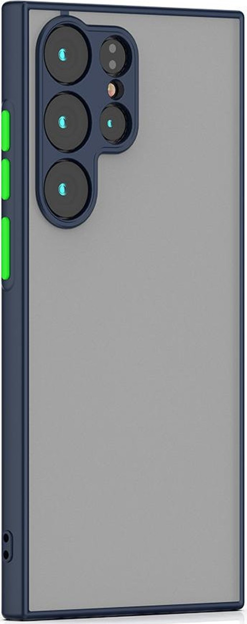 Samsung Galaxy S23 Ultra Kapak Kamera Korumalı Kenarlı Renkli Düğmeli Arkası Mat Kılıf - Lacivert