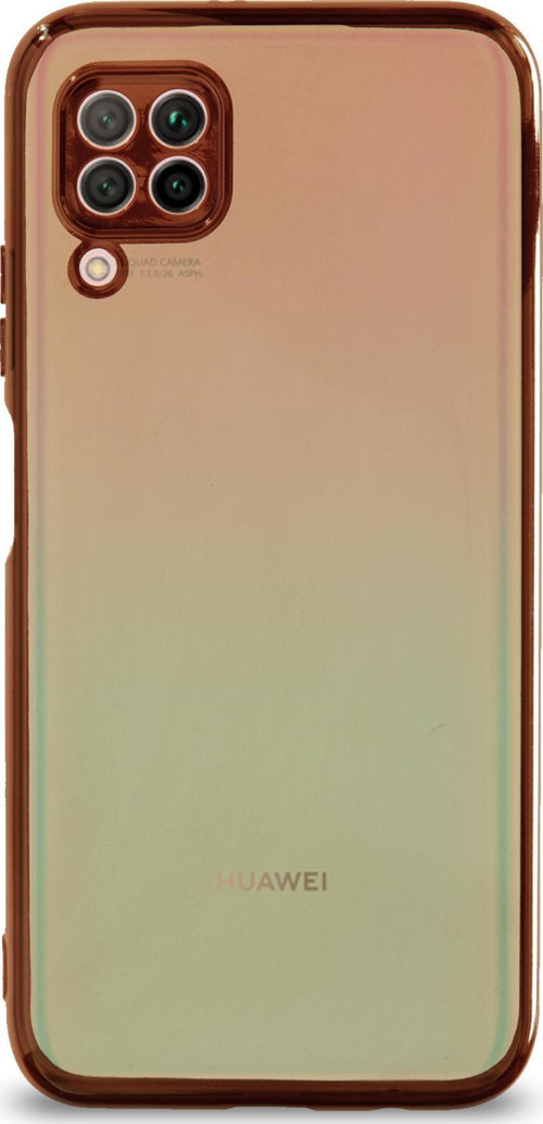 Huawei P40 Lite Kılıf Renkli Şeffaf Kamera Korumalı Exclusive Silikon Kapak - Gold