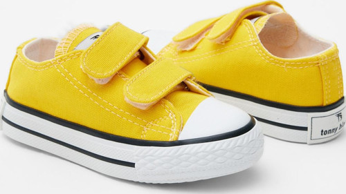 Çocuk Unisex Sarı Kauçuk Taban Keten Cırtlı Spor Ayakkabı
