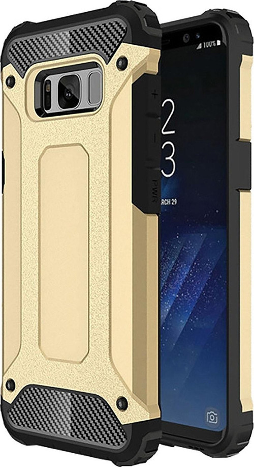 Samsung Galaxy S8 Kapak Çift Katmanlı Zırh Tank Kılıf - Gold