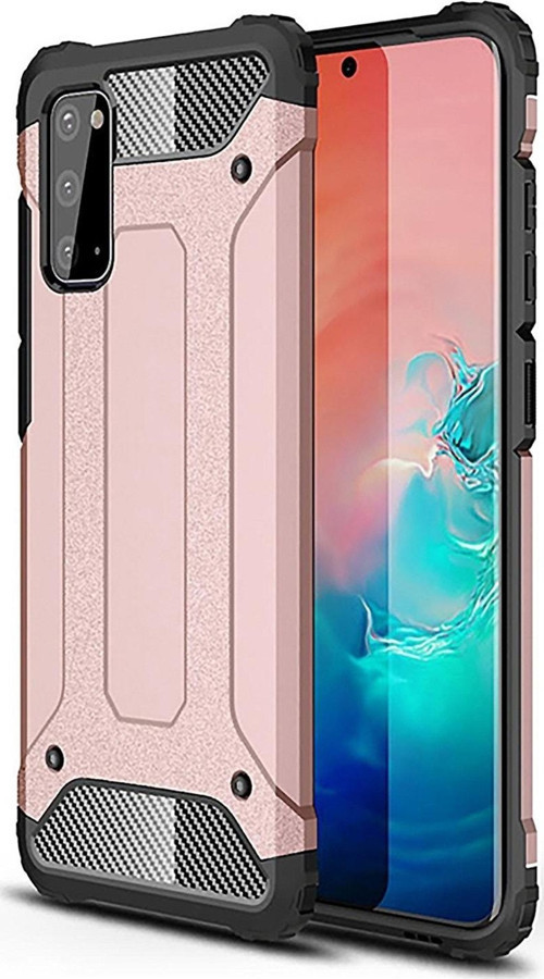 Samsung Galaxy S20 Kapak Çift Katmanlı Zırh Tank Kılıf - Rose Gold