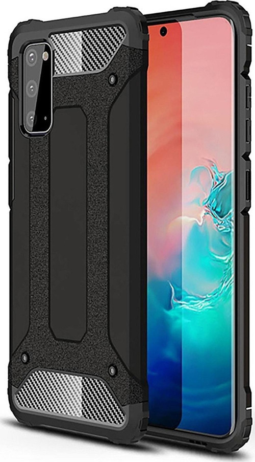 Samsung Galaxy S20 Kapak Çift Katmanlı Zırh Tank Kılıf - Siyah