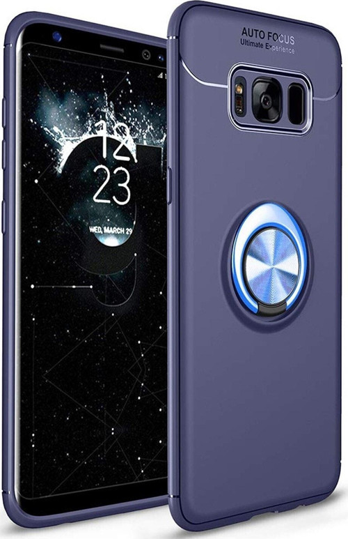 Samsung Galaxy S8 Kılıf Renkli Yüzüklü Manyetik Silikon Kapak Mavi - Mavi