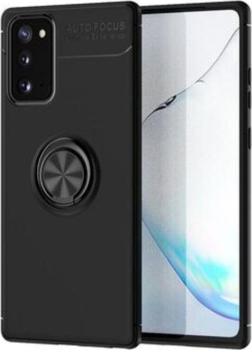 Samsung Galaxy S20 Kılıf Renkli Yüzüklü Manyetik Silikon Kapak Siyah - Siyah