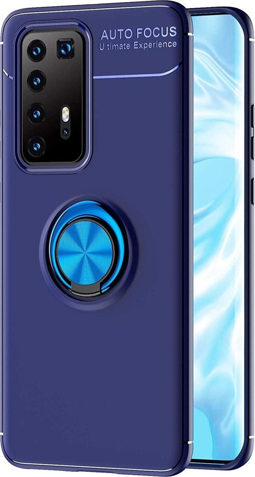 Huawei P40 Pro Kılıf Renkli Yüzüklü Manyetik Silikon Kapak Mavi - Mavi