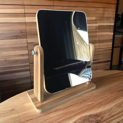 Lüx Ahşap Ayarlanabilir Masa, Makyaj, El Aynası Makeup Mirror Büyük Boy 22Cm