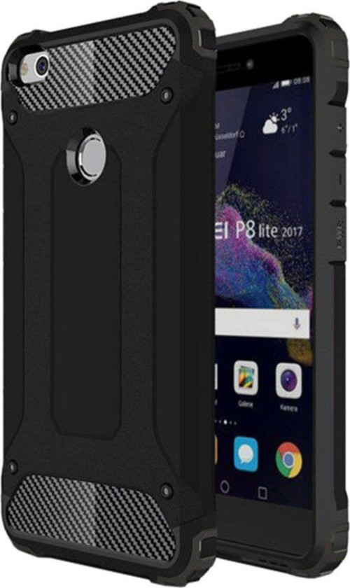 Huawei P9 Lite 2017 Kapak Çift Katmanlı Zırh Tank Kılıf - Siyah
