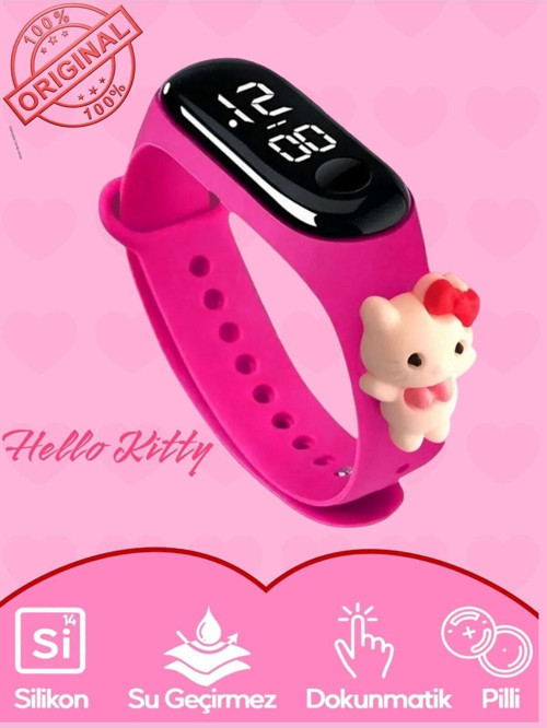 Hello Kitty Akıllı, Dokunmatik Çocuk Saati Güvenli Led Su Geçirmez Silikon Süper Kahraman Figü