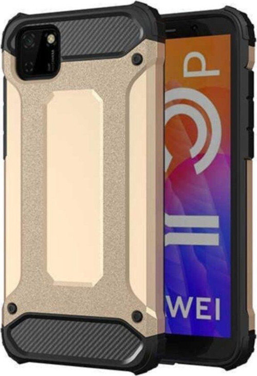 Huawei Y5P Kapak Çift Katmanlı Zırh Tank Kılıf - Gold
