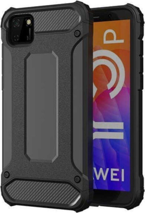 Huawei Y5P Kapak Çift Katmanlı Zırh Tank Kılıf - Siyah