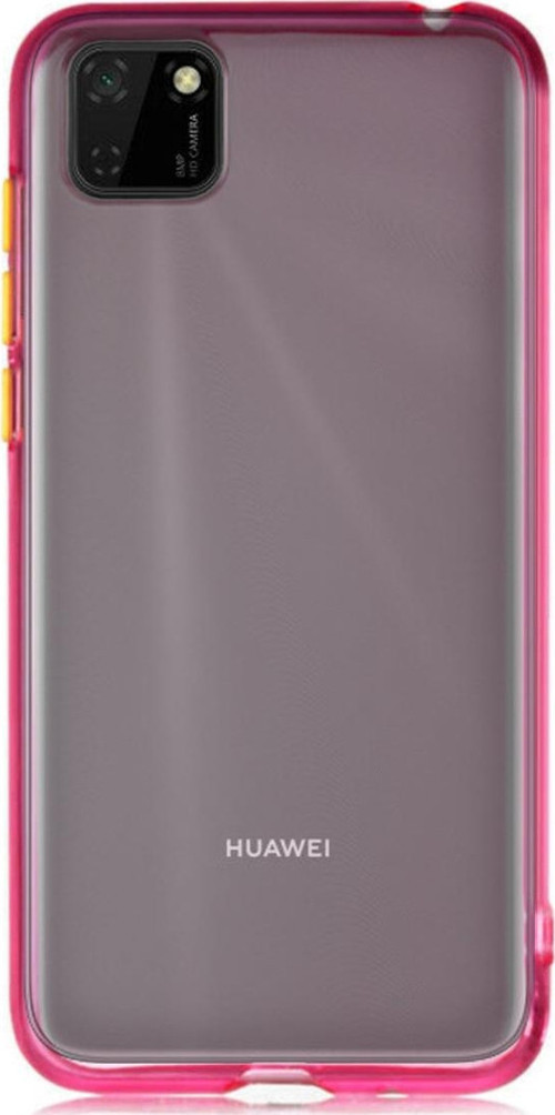 Huawei Y5P Kılıf Renkli Şeffaf Kapak - Pembe