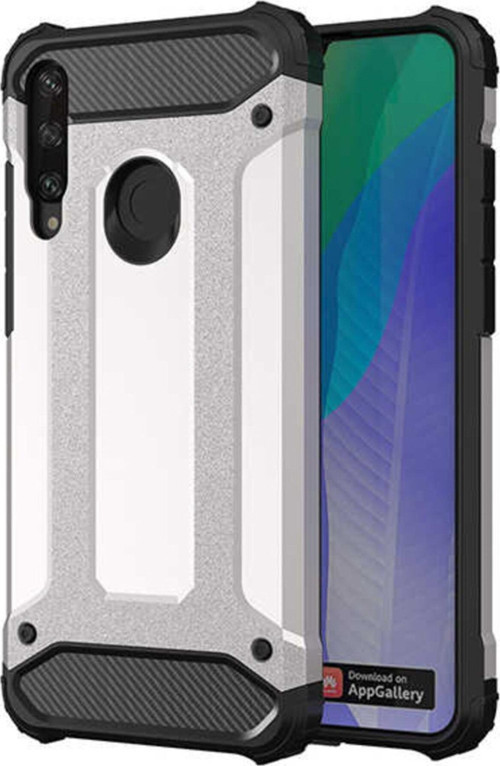 Huawei Y6P Kapak Çift Katmanlı Zırh Tank Kılıf - Gri