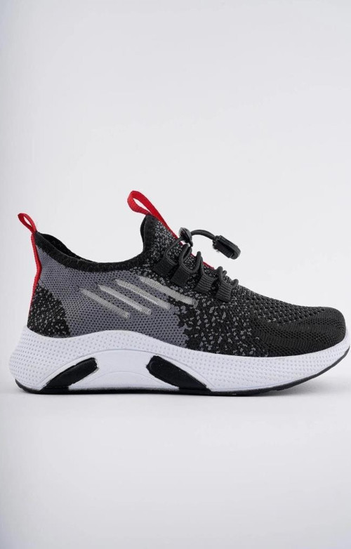 507-24 Triko Sneaker Erkek Çocuk Ayakkabı Siyah Kırmızı 26-30