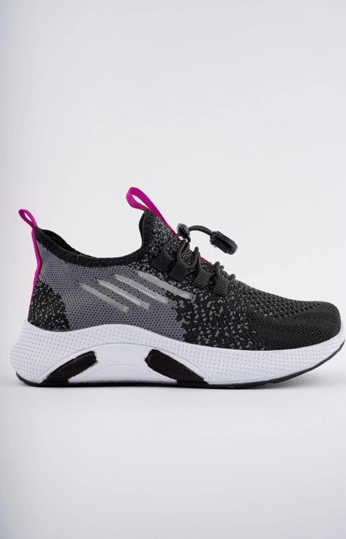 507-24 Triko Sneaker Kız Çocuk Ayakkabı Siyah Pembe 26-30