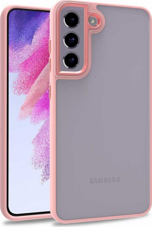 Samsung Galaxy S21 FE Kapak Metal Kamera Korumalı Arkası Şeffaf Silikon Kılıf - Rose Gold