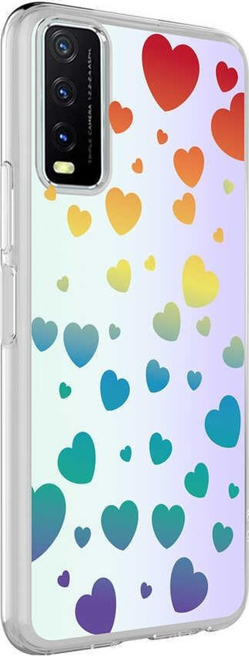 Vivo Y11S Kapak Kalp Desenli Fosforlu Silikon Kılıf