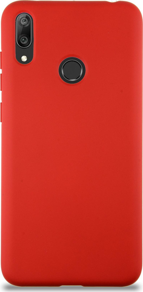Huawei Y7 2019 Kapak İçi Kadife Lansman Silikon Kılıf - Kırmızı