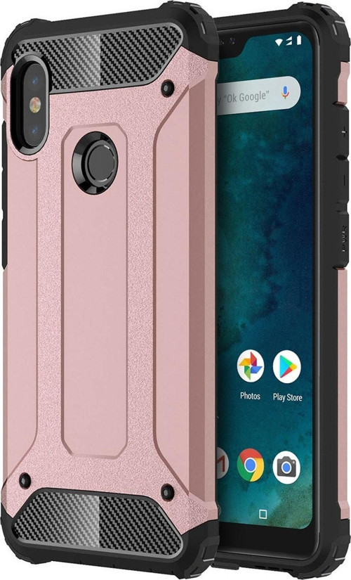 Xiaomi Mi A2 Lite Kapak Çift Katmanlı Zırh Tank Kılıf - Rose Gold