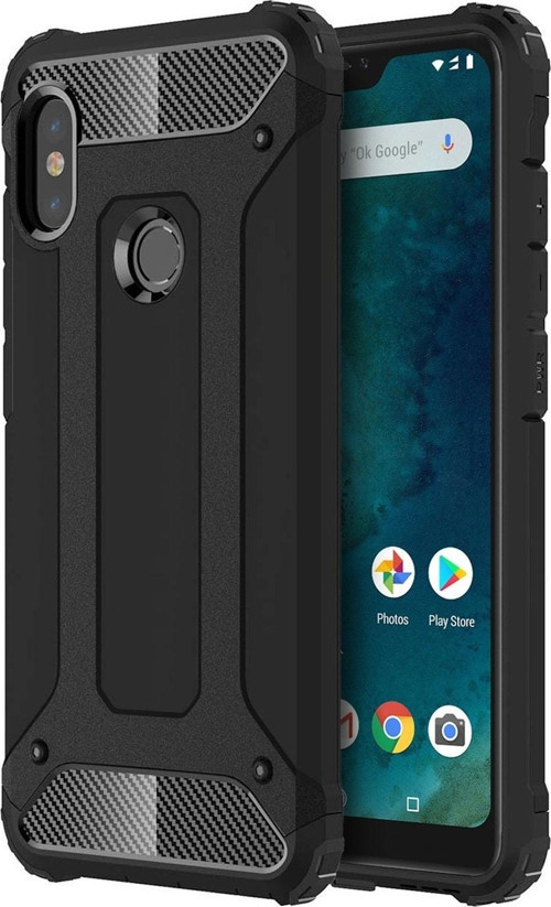 Xiaomi Mi A2 Lite Kapak Çift Katmanlı Zırh Tank Kılıf - Siyah