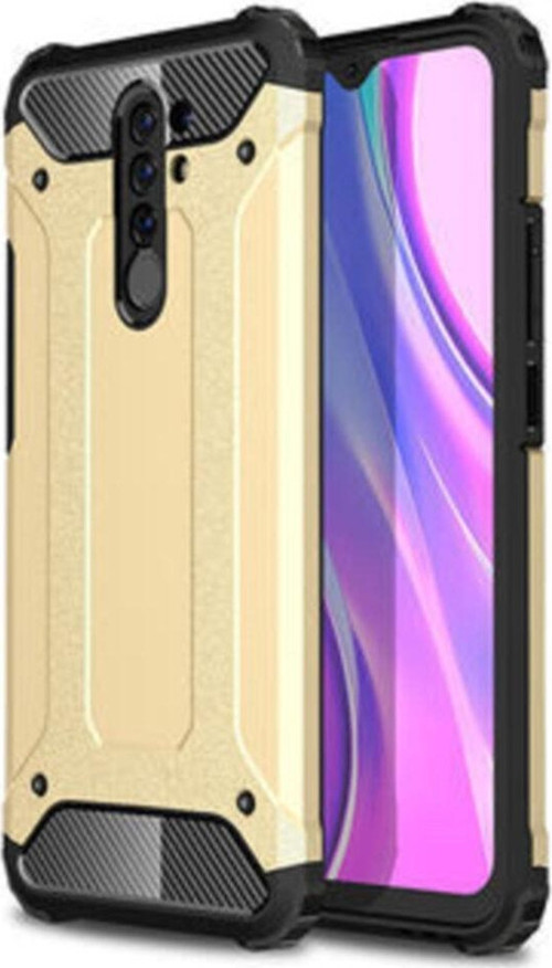 Xiaomi Redmi 9 Kapak Çift Katmanlı Zırh Tank Kılıf - Gold