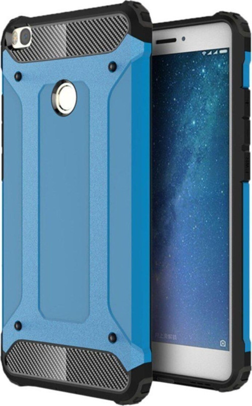 Xiaomi Mi Max 2 Kapak Çift Katmanlı Zırh Tank Kılıf - Mavi