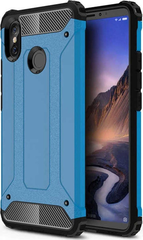 Xiaomi Mi Max 3 Kapak Çift Katmanlı Zırh Tank Kılıf - Mavi