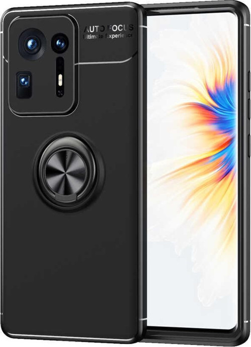 Xiaomi Mi Mix 4 Kılıf Renkli Yüzüklü Manyetik Silikon Kapak Siyah - Siyah