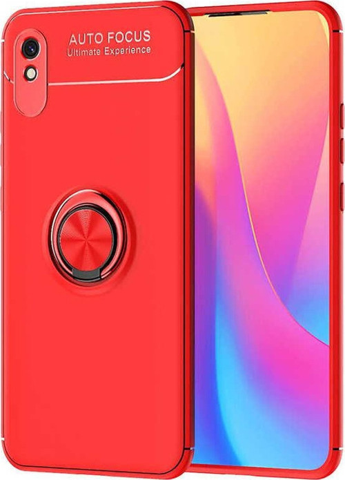 Xiaomi Redmi 9A Kılıf Renkli Yüzüklü Manyetik Silikon Kapak Kırmızı - Kırmızı