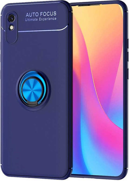 Xiaomi Redmi 9A Kılıf Renkli Yüzüklü Manyetik Silikon Kapak Mavi - Mavi