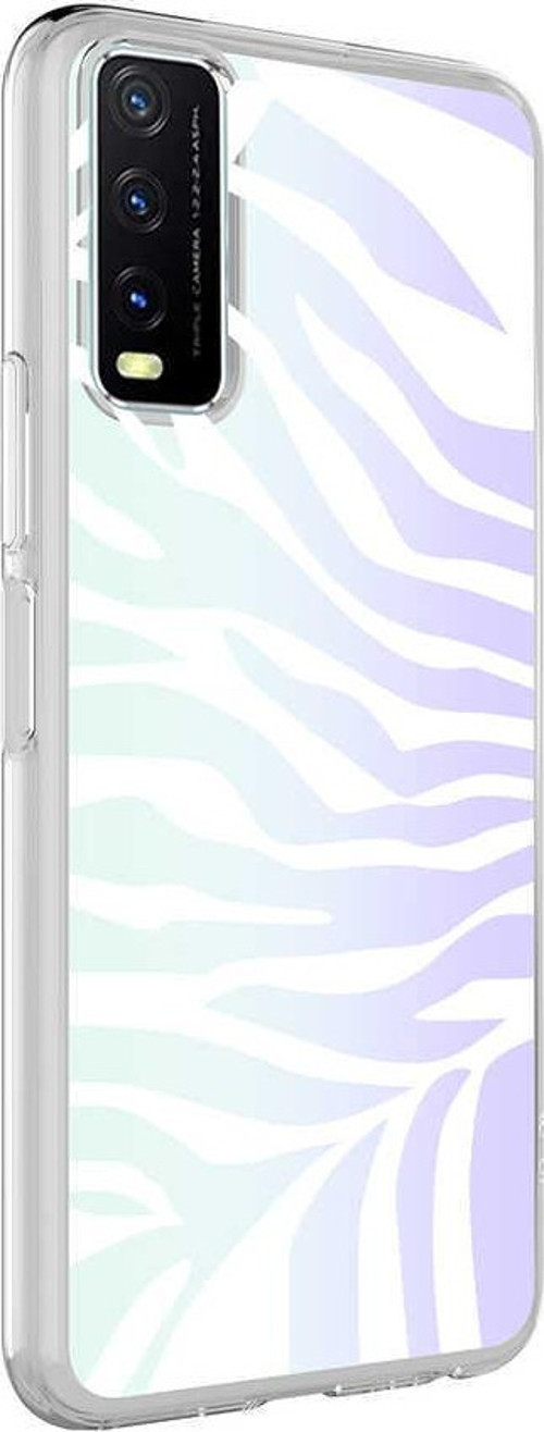 Vivo Y20S Kapak Zebra Desenli Fosforlu Silikon Kılıf