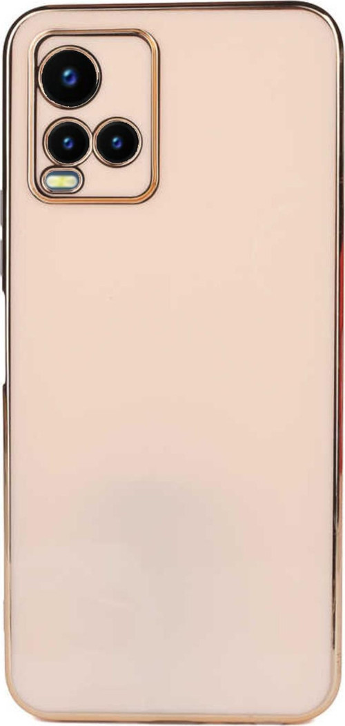 Vivo Y21S Kapak Kamera Korumalı Lazer Kesim Lüx Silikon Kılıf - Rose Gold