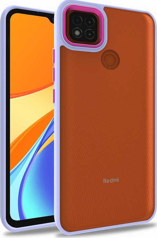 Xiaomi Redmi 9C Kapak Metal Kamera Korumalı Arkası Şeffaf Silikon Kılıf - Lila