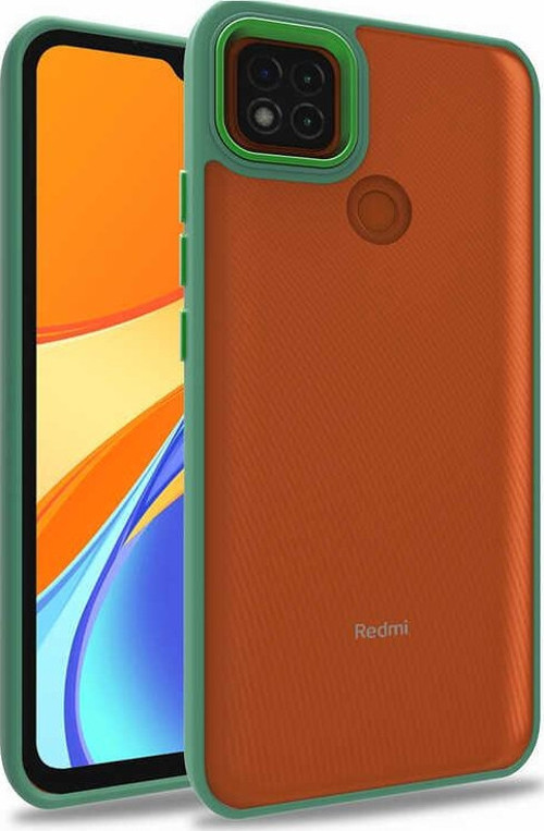 Xiaomi Redmi 9C Kapak Metal Kamera Korumalı Arkası Şeffaf Silikon Kılıf - Yeşil