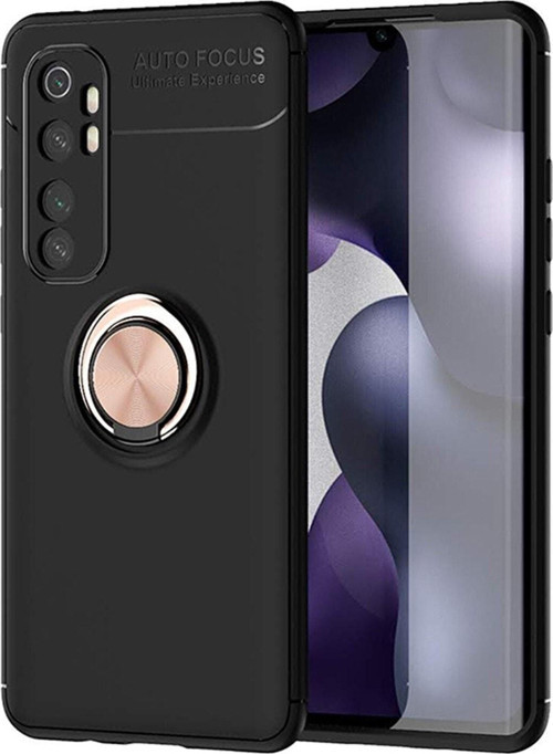 Xiaomi Mi Note 10 Lite Kılıf Renkli Yüzüklü Manyetik Silikon Kapak Siyah - Rose gold