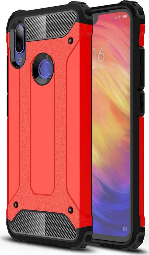 Xiaomi Mi Play Kapak Çift Katmanlı Zırh Tank Kılıf - Kırmızı