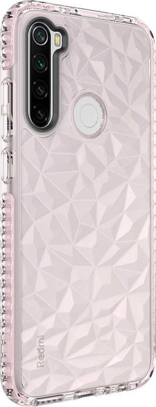 Xiaomi Note 8 Kapak Prizma Darbe Emici Arkası Şeffaf Silikon Kılıf - Pembe