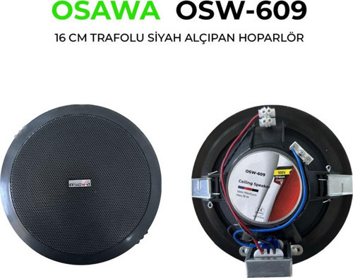Osw-609 Siyah 16Cm 15 Watt Hat Trafolu Gömme Alçıpan Asma Tavan Hoparlörü