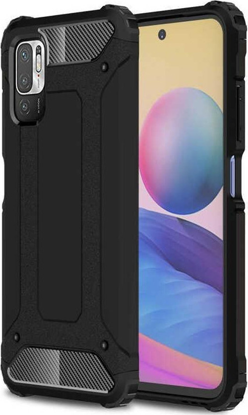 Xiaomi Poco M3 Pro Kapak Çift Katmanlı Zırh Tank Kılıf - Siyah