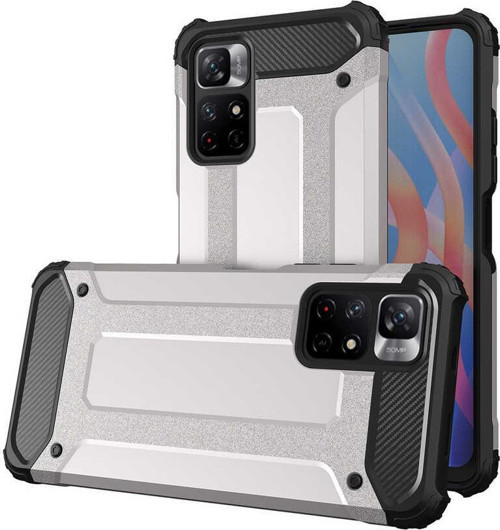 Xiaomi Poco M4 Pro 5G Kapak Çift Katmanlı Zırh Tank Kılıf - Gri